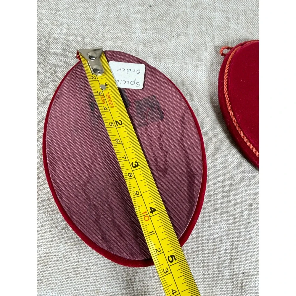 Vintage Pewter Floral Wall Plaques Red Velvet Oval Set of 2 Victorian Decor